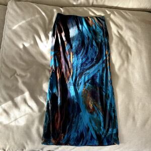 Multicolor Midi Elastic Waist Skirt Women's M